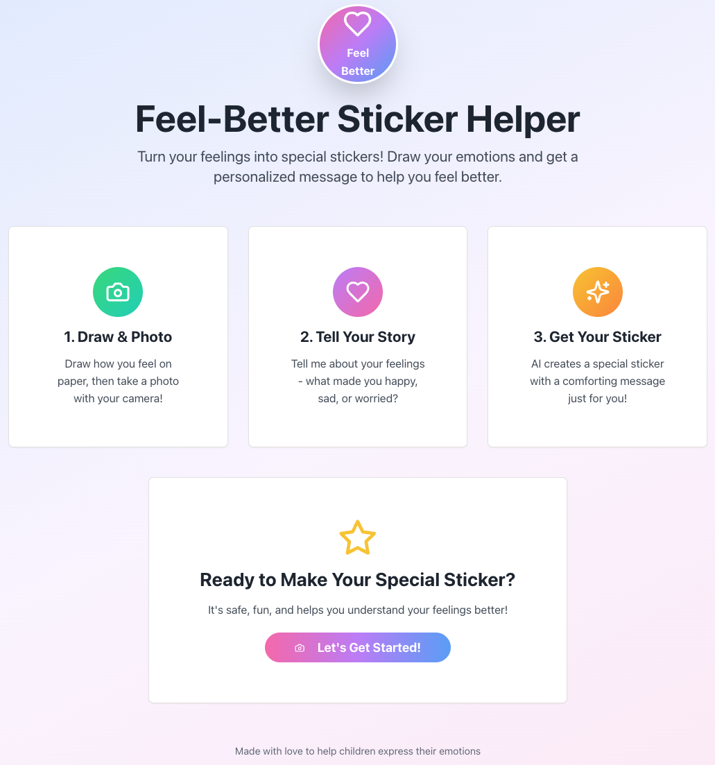 Feel-Better Sticker demo homepage